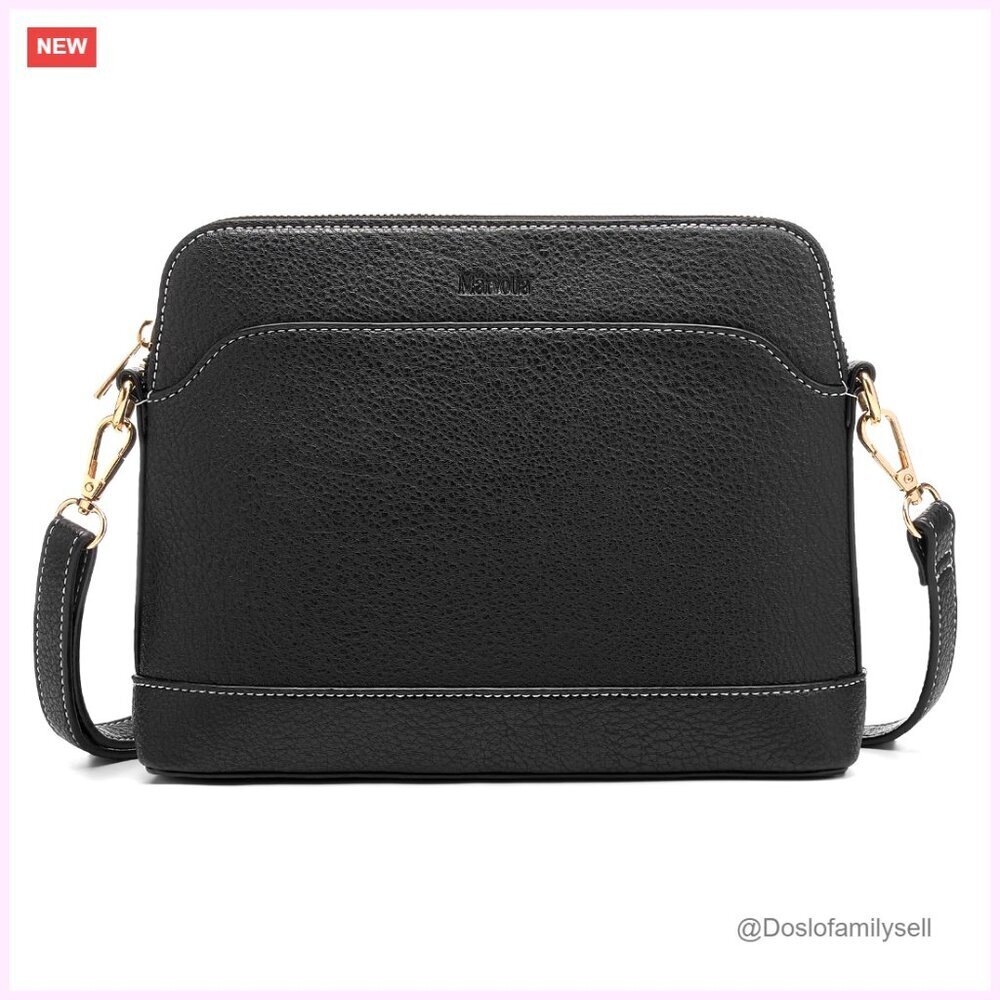 PU Leather Crossbody Bag with Adjustable Strap, Zippered Pockets & Card Slots